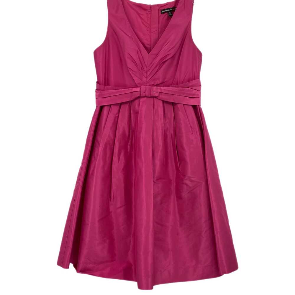 Banana Republic Pink Mini Dress Fit & Flare Sleeveless V-Neck Zip | Womens 4